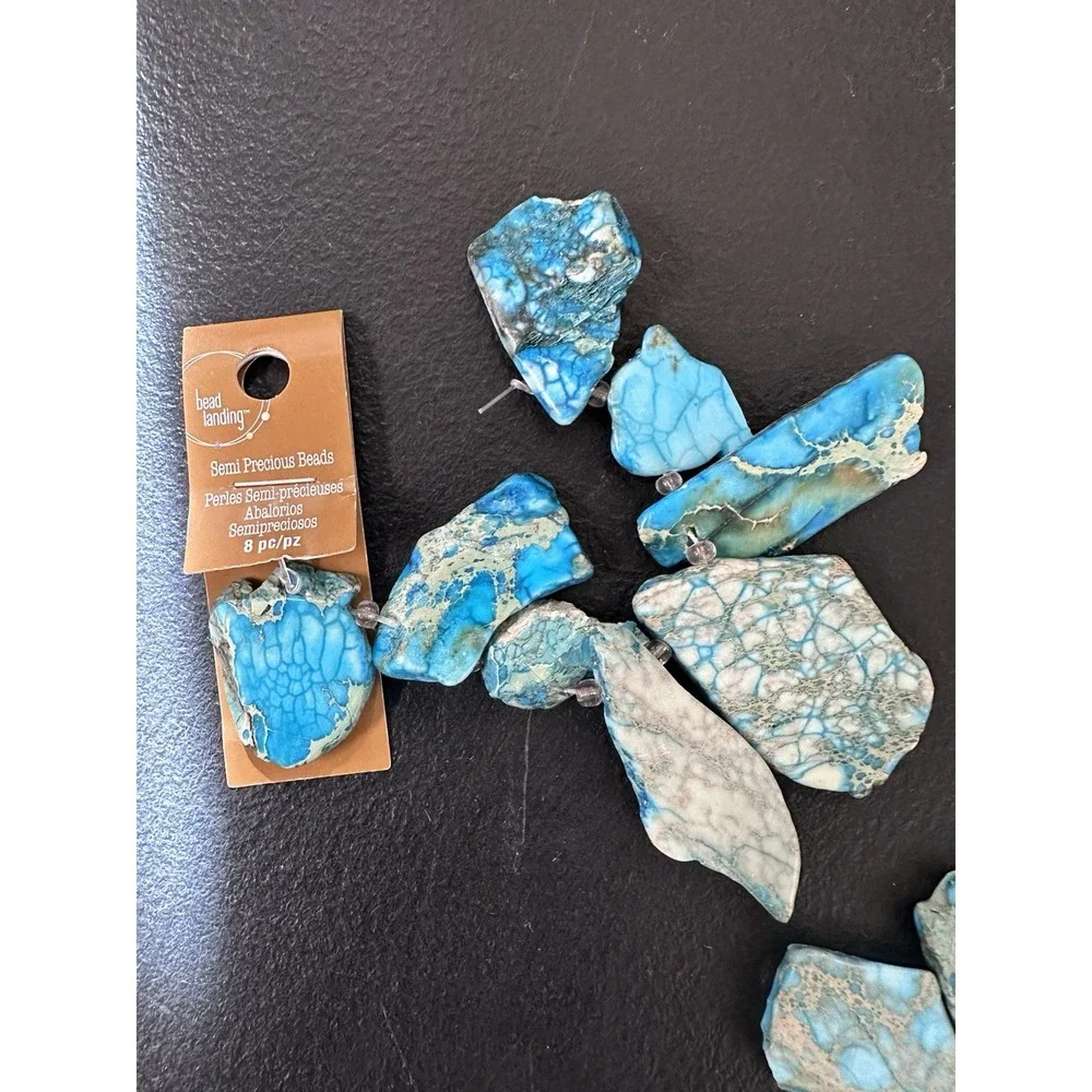Semi Precious Sliced Jasper Blue Lot Of 5